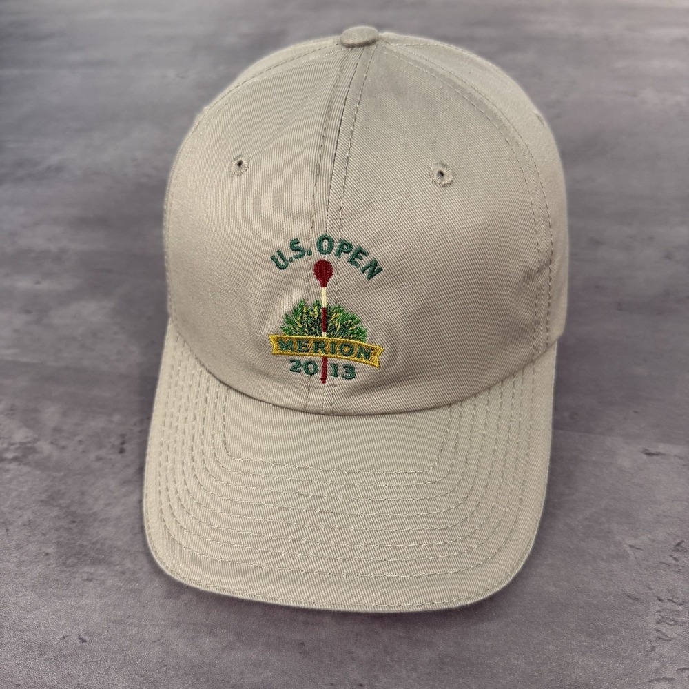 USGA US Open Merion Golf Club Hat Khaki Tan Cotton Dad‎ Trucker Cap Adjust Strap